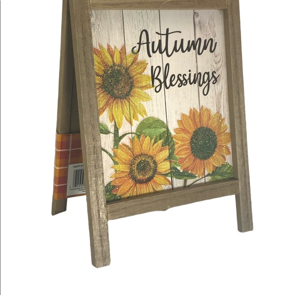 Autumn Blessings Table Decor Fall Flowers Easel Write On Blackboard 2 Sided - Picture 6 of 10